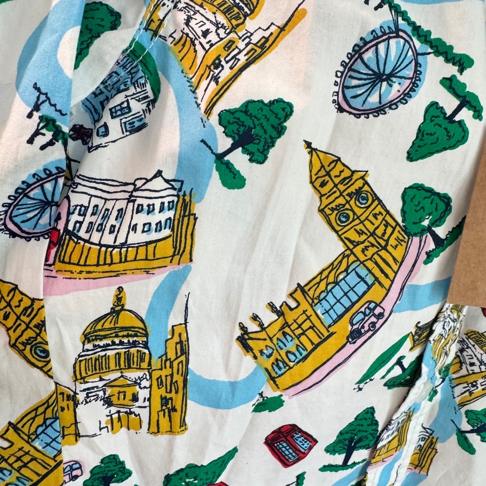 Mini Boden Kids London City Print Button Down Shirt White Multi 6-7Y NWT - Picture 4 of 10